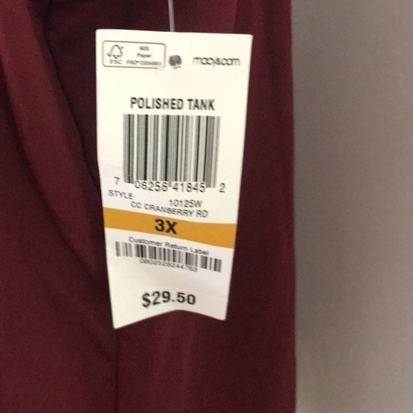 𝅺🆕 Charter Club Cranberry Tank 3X - Picture 3 of 5